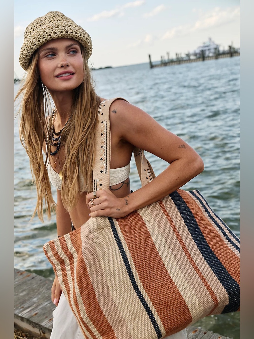 NWT FREE PEOPLE Copacabana Tote | Natural MSRP $128 CURRENT ON FP WEBSITE